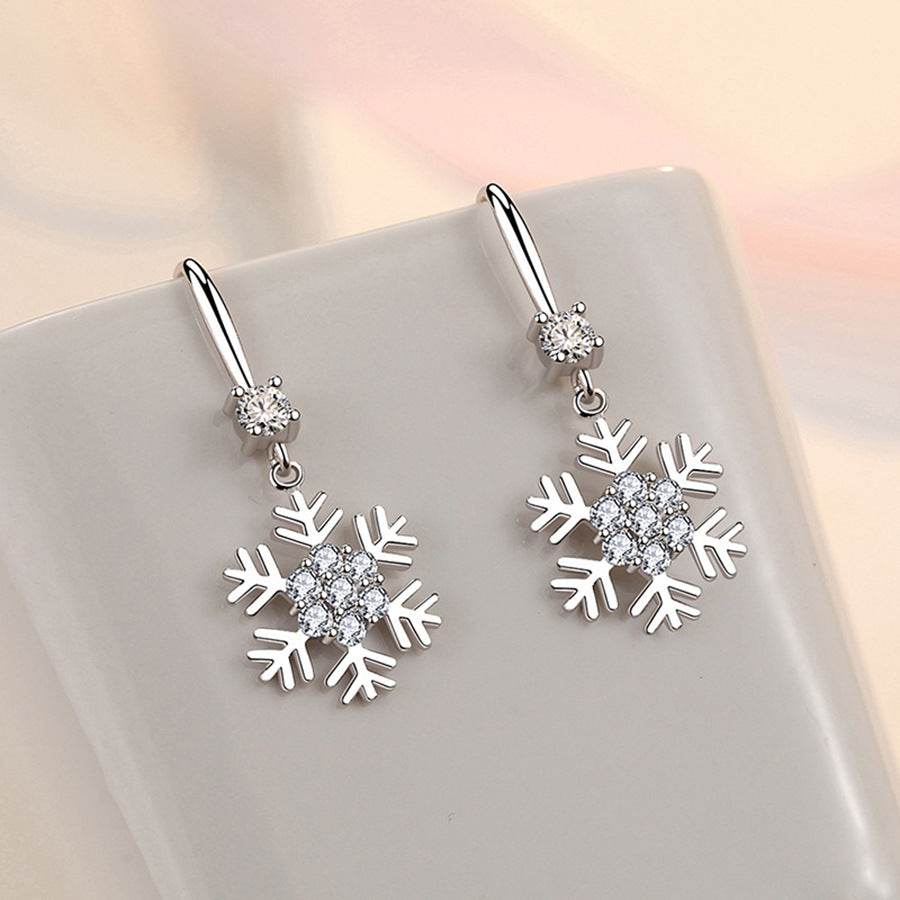 Temperament Snowflake Earrings With Rhinestones Fashion Personalized Christmas Earrings For Women Jewelry - Velora