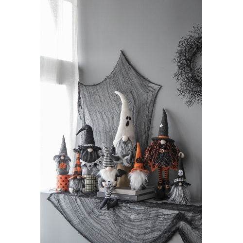8.3x5x24 Fabric Standing Gnome W Orange Banner Spring Body, For Halloween Decor