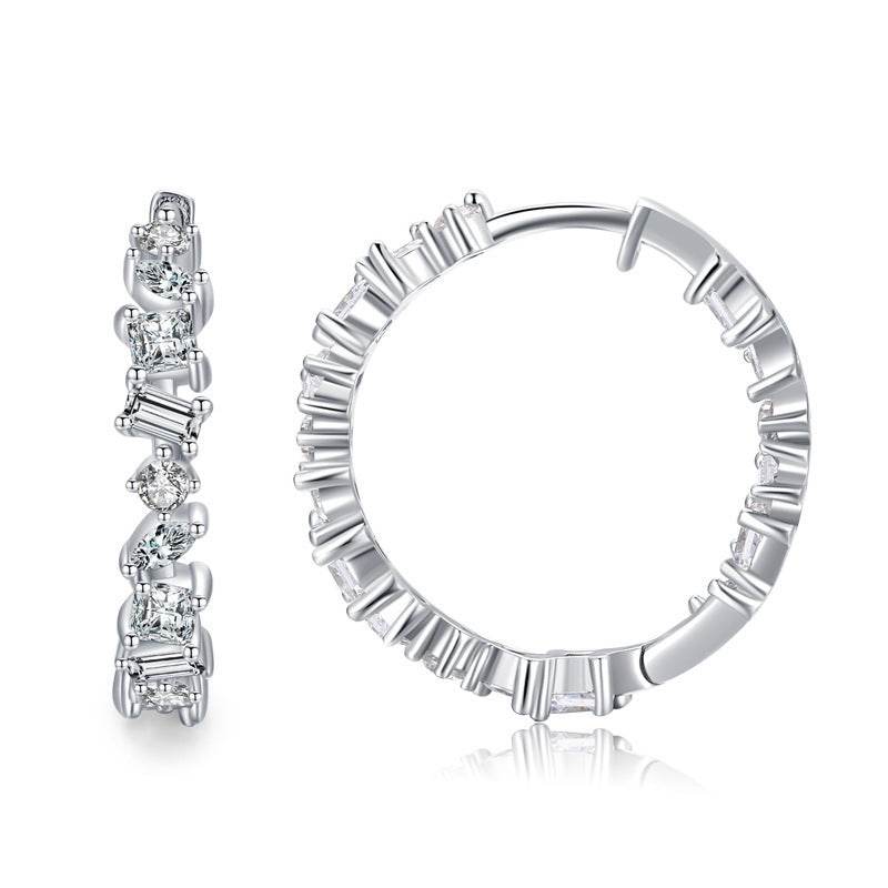 S925 Sterling Silver Irregular Zircon Earrings Women's Light Luxury Luxury - Velora
