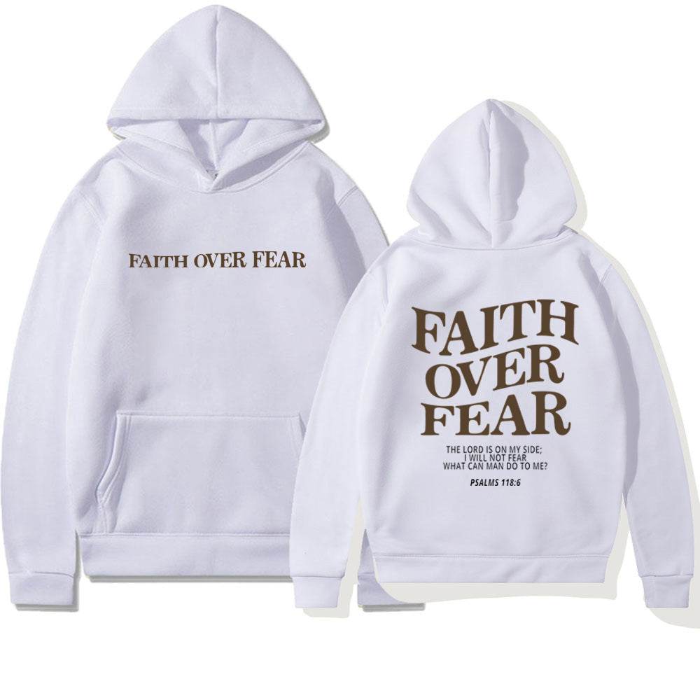 Faith Over Fear Christian Hoodie Christian Sweatshirt Jesus Hoodie Trendy Hoodie Bible Verse Shirt Unisex Aesthetic Clothes - Velora
