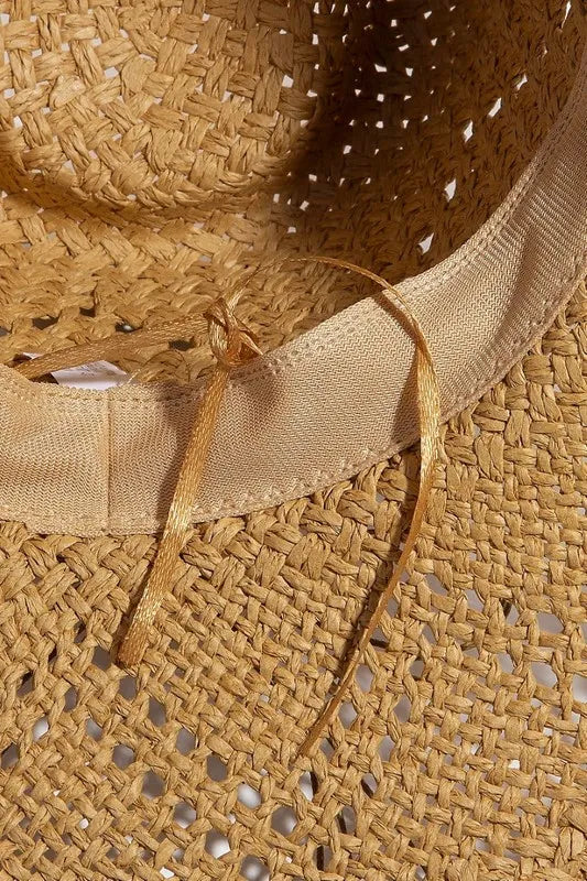 Fame Mixed Beaded Strap Western Fedora Straw Hat - Velora