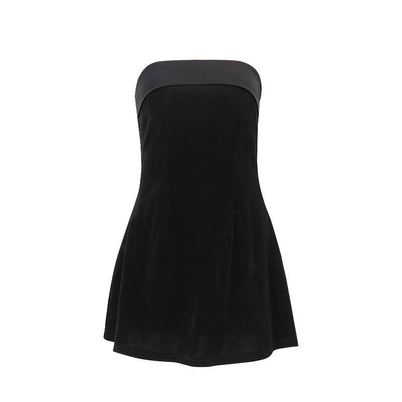 Ins Slim Tube-top Dress Fashion Zipper A-line Short Dresses Party Evening Clothing For Women - Velora