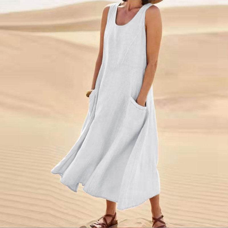 Summer Sleeveless Long Dress With Pockets Fashion Casual Loose Dresses Women's Clothing - Velora