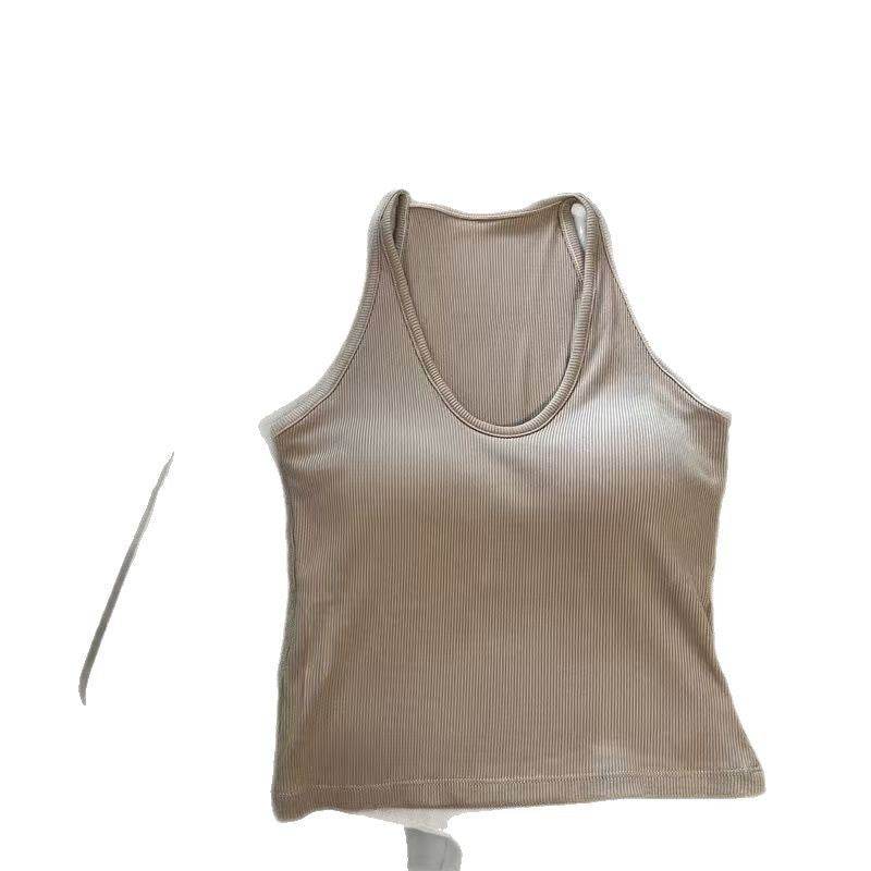 Hanging Neck Pure Want Beauty Back Solid Color Wrapped Chest Tube Top Bottoming Inner Fixed Cup - Velora