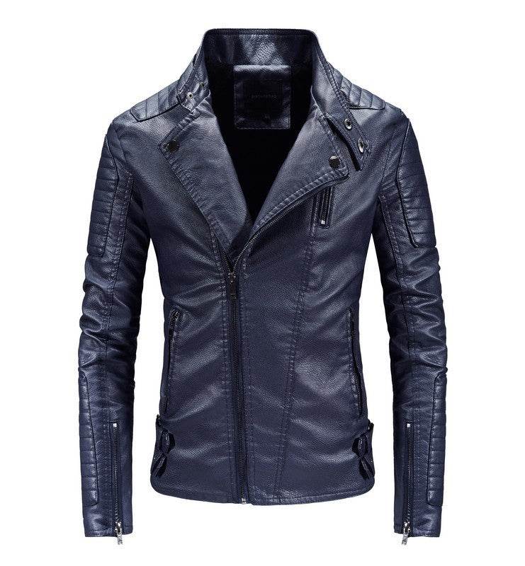 Trendy Leather Jacket Men's Fleece-lined PU Jacket - Velora