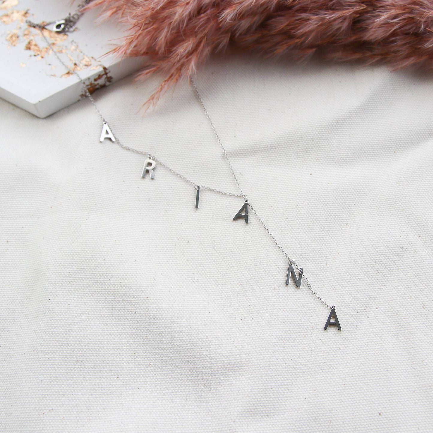Lariat Y Name Necklace Lariat Name Necklace Dainty Name Necklace Bubble Letters Necklace For Women - Velora