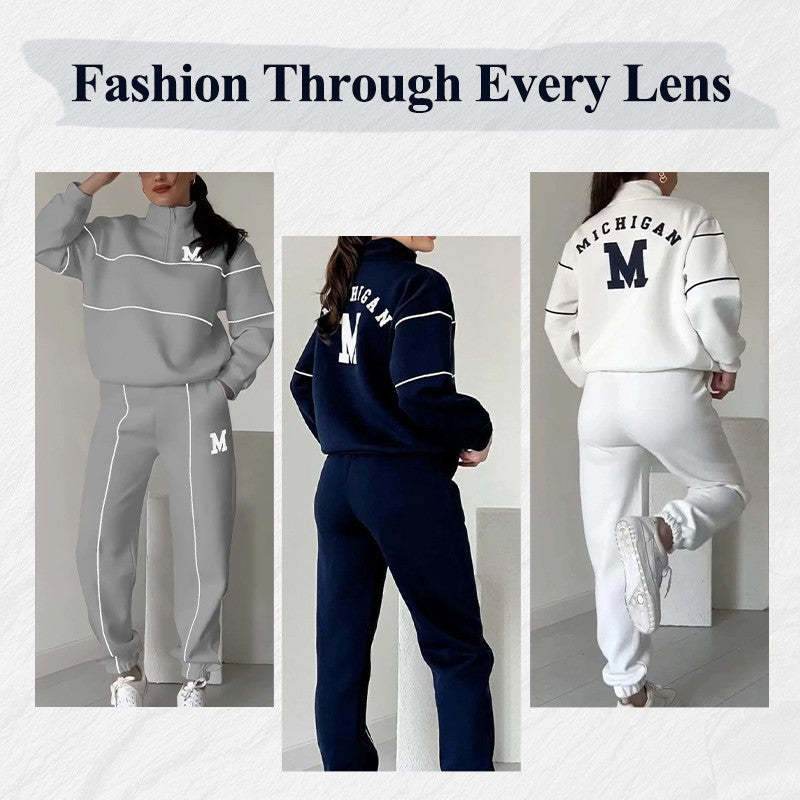 Womens 2 Piece Outfits Lounge Hoodless Pullover Sweatshirt Sweatsuit Sets Sweatshirt Baggy Fashion Sweatpants With Pockets - Velora