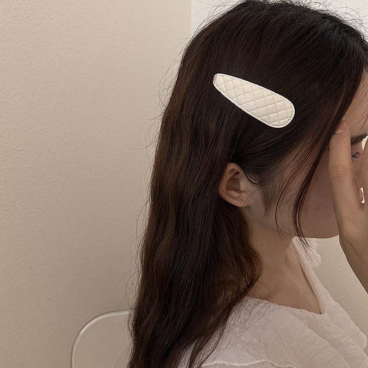 Classic Korean Style Simple All-match Diamond Plaid Fabric Edge Bang Hairpin Hair Accessories A Pair Of Hairclips Broken - Velora