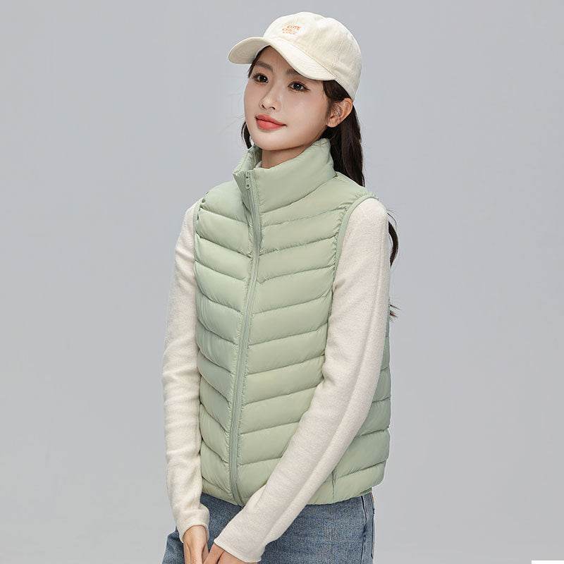 Stand Collar Outer Wear Slimming Plus Size Down Vest Vest - Velora