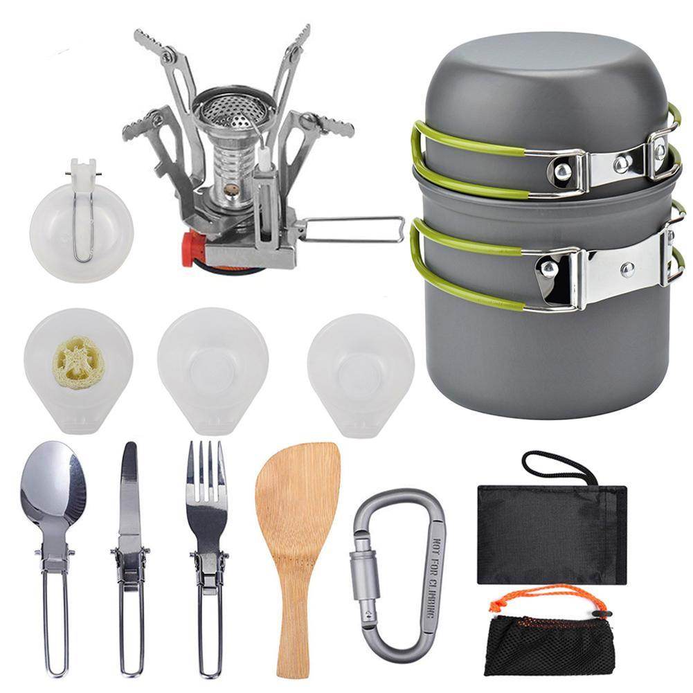 Camping Cookware Kit Outdoor Cooking Set Aluminum Equipment Outdoor Pot Travel Tableware Kitchen Hiking Picnic BBQ - Velora