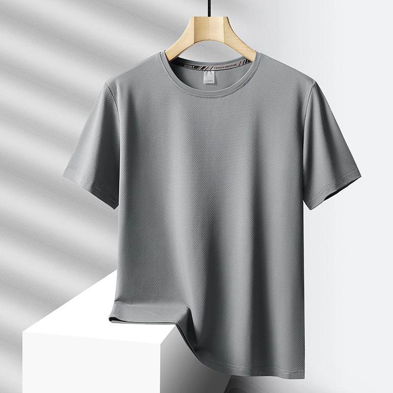 Men's Ice Silk Casual Sports Round Neck Oversized T-shirt - Velora