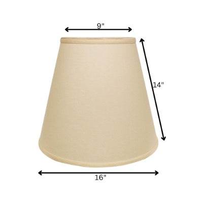 Extra Deep Empire Hardback Lampshade With Washer Fitter, Beige Color Fabric Lampshade For Table Lamps, Natural Linen, 9 Top X 16 Bottom X 14 Height - Velora