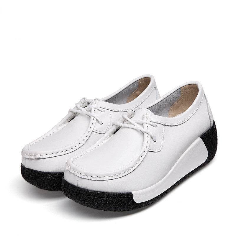 Direct manufacturers with thick soles muffin ladies casual shoes leather shoes with a solid set foot on behalf of the British - Velora