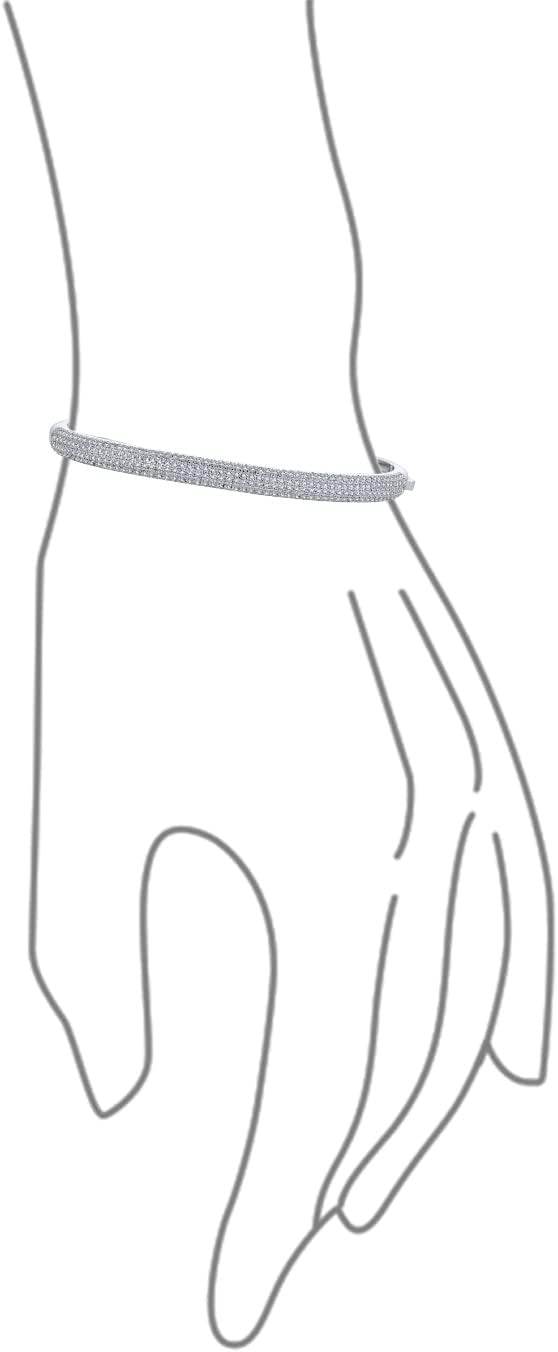 Classic Fashion Bridal Pave AAA Cubic Zirconia Princess Cut CZ Eternity Tennis Stackable Bangle Bracelet For Women, Prom, Wedding Silver Plated 7-7.5 Inch - Velora