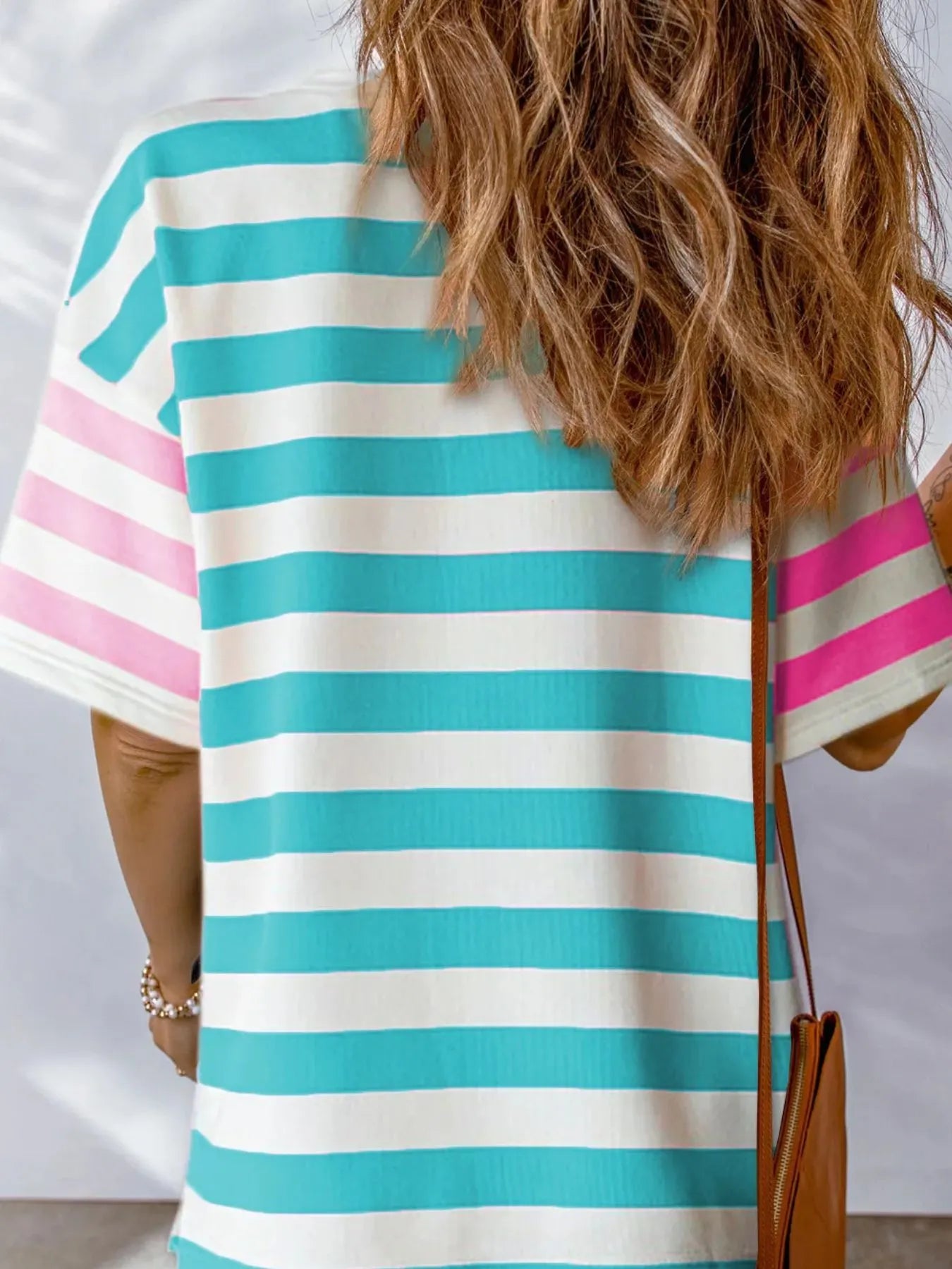 Striped Oversized Short Sleeve T-Shirt - Velora