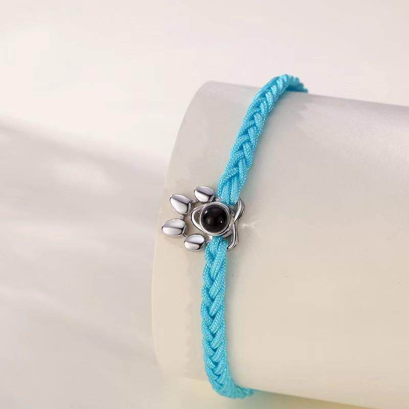 Beaded Personalized Photo Projection Bracelet Custom Photo Dog Paw Bracelet Pet Photo Necklace Cat PawPendant Commemorative Gift - Velora