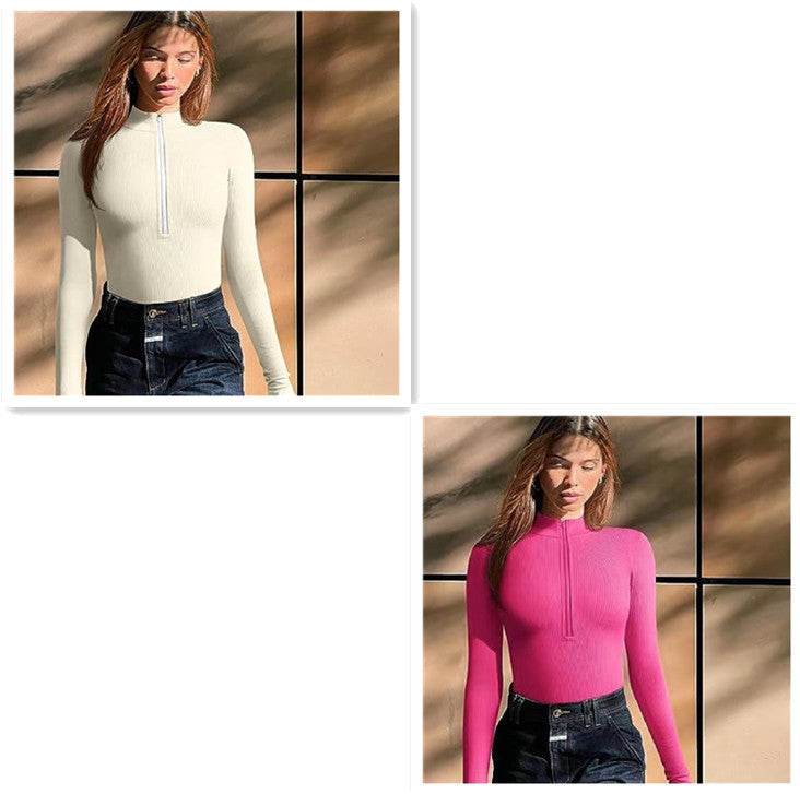 Fashion Long Sleeve Zipper Jumpsuit Seamless Slimming Shapewear For Women Romper - Velora