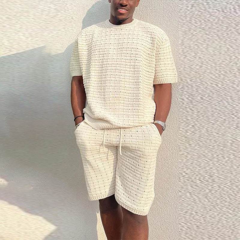 Men's Summer Suit Fashion Loose Men 2 Pieces Outfit Summer Hippie Shirt And Short Set - Velora