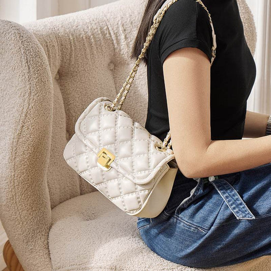 Chain Crossbody Bag Genuine Leather Shoulder Bag - Velora