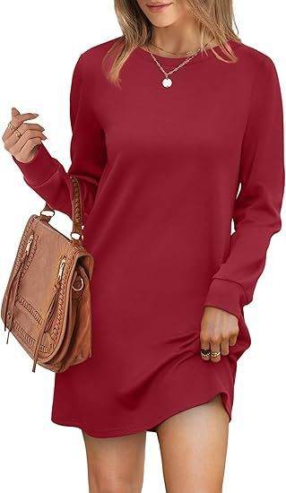 Back Fold Pocket Long Sleeve Sweater Dress - Velora