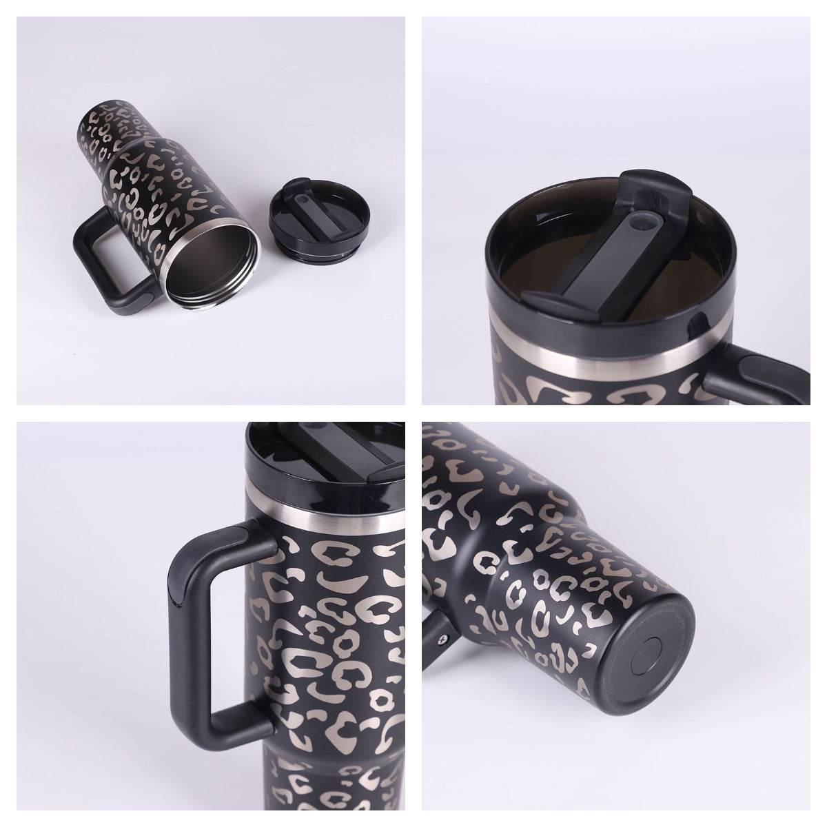 40 Oz Tumbler With Handle Straw Insulated, Stainless Steel Spill Proof Vacuum Coffee Cup Tumbler With Lid Tapered Mug Gifts For Valentine Lover Suitable For Car Gym Office Travel - Velora