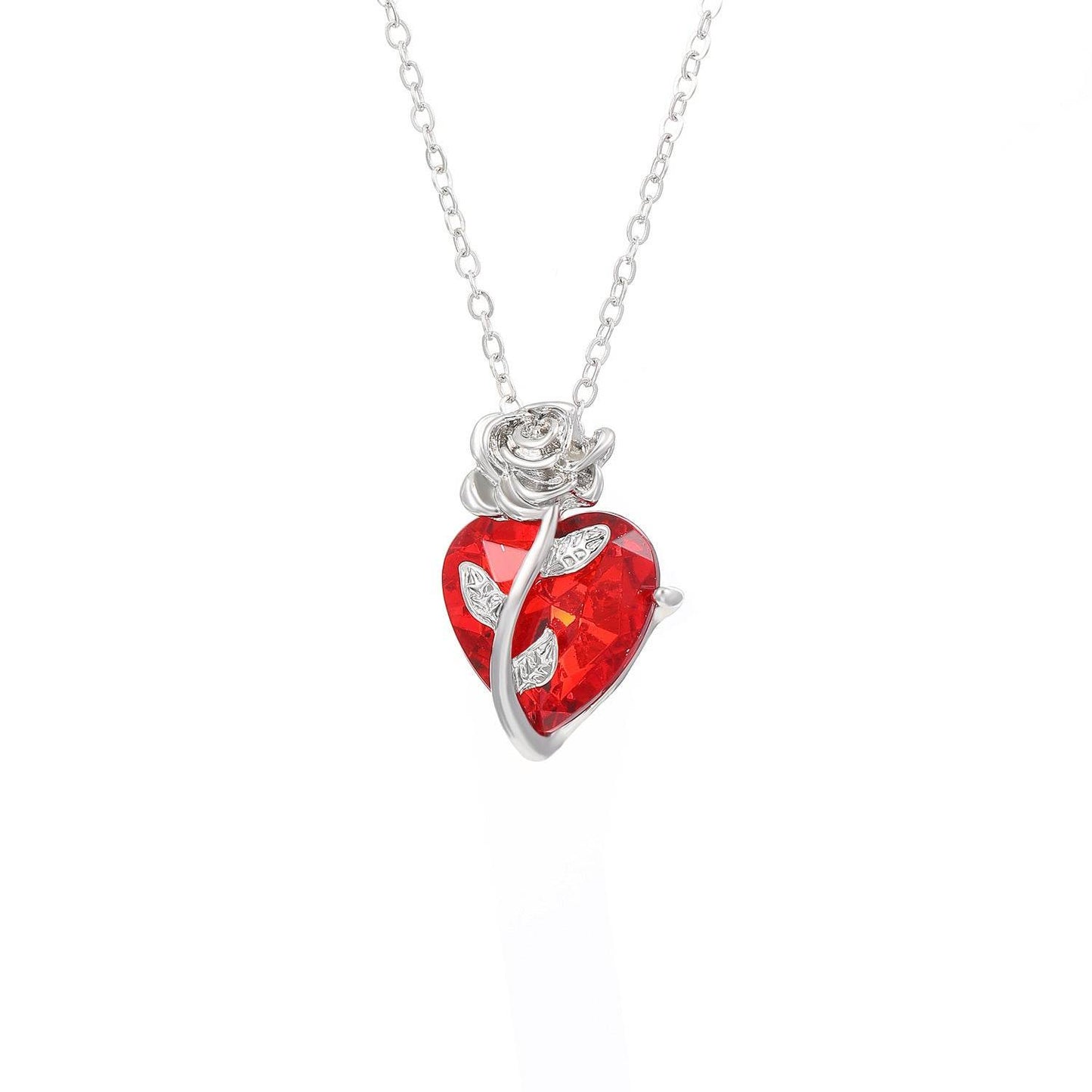 Punk Rose Love Necklace Fashion Personality Heart-shaped Clavicle Chain Pendant Necklace For Valentine's Day - Velora