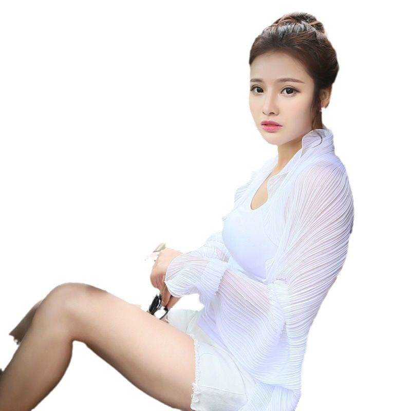 Pleated Shawl Scarf Cycling Beach Sun Protection Clothing Cardigan - Velora