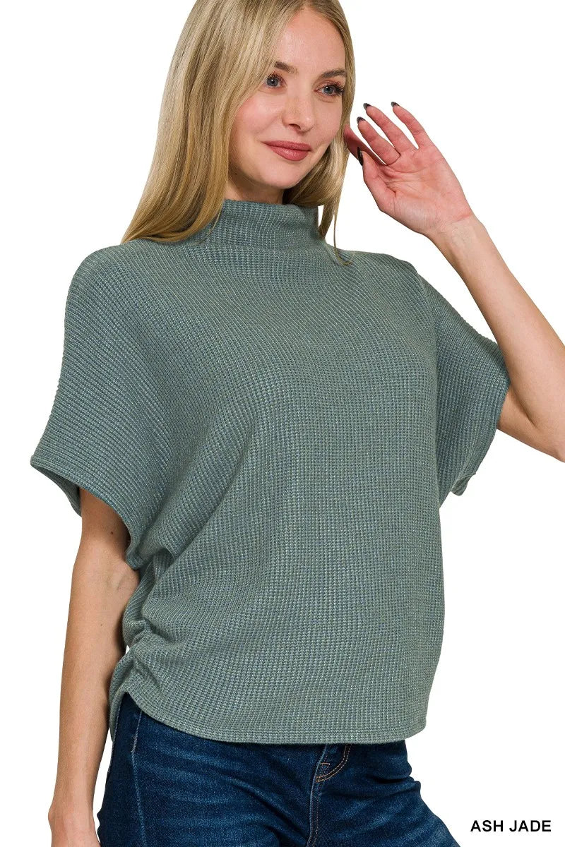Zenana Mock Neck Top and Pants Sweater Set - Velora