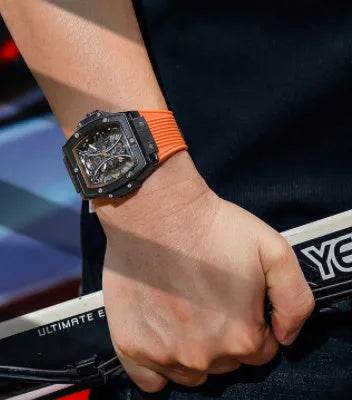 Men's Tonneau Fashion Trend Silicone Strap Luminous Sports Watch - Velora