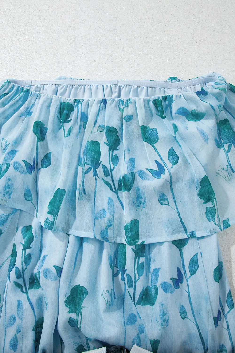 Floral Print Ruffled Side Slit Tube Top Maxi Dress - Velora