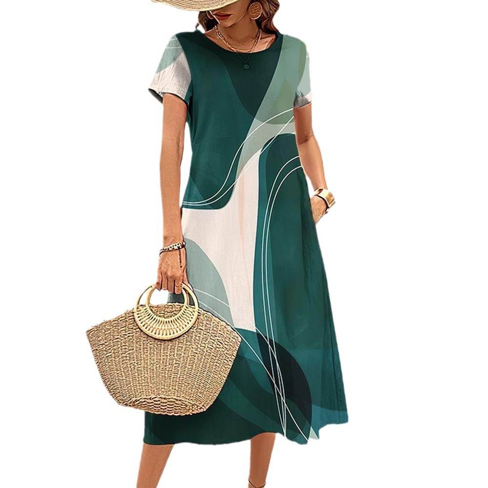 Simple Line Pattern Top Casual Fashion A- Line Elegant Skirt - Velora