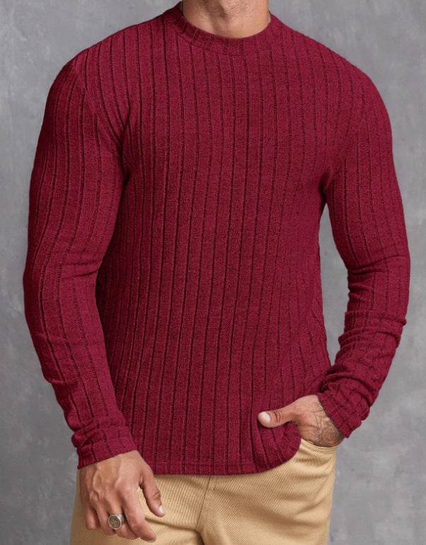 Casual Solid Color Round Neck Pullover Long-sleeved T-shirt - Velora