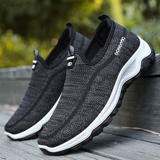 Men's Shoes Casual Flying Woven Men's Shoes Lazy Walking Shoes Casual Dad Shoes Old Beijing Cloth Shoes - Velora