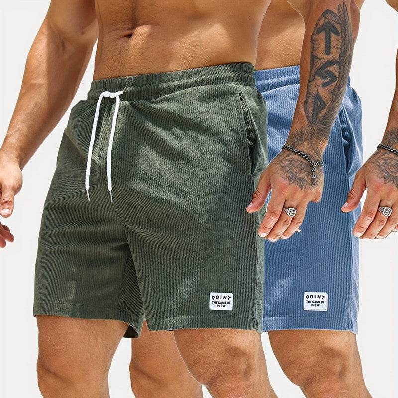 Lace-up Drawstring Shorts Summer Corduroy Sports Short Pants Mens Clothing - Velora