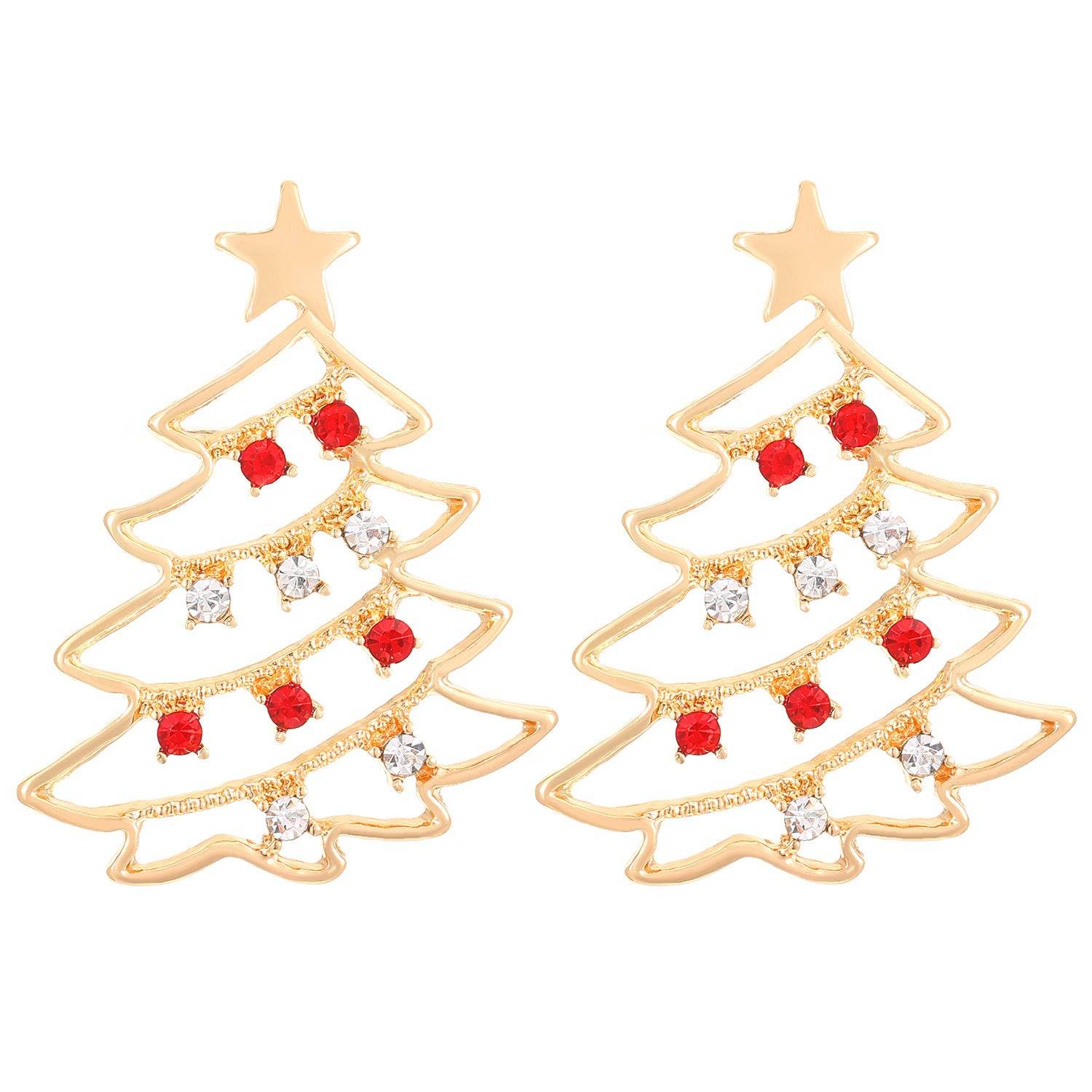 Christmas Earrings With Christmas Tree Colorful Zircon Christmas Tree Earrings For Women Personality Earrings Party Jewelry Christmas Gift - Velora
