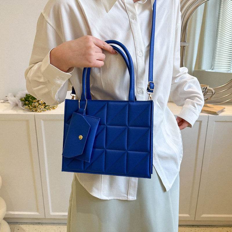 Fashion Plaid Shoulder With Small Wallet Simple Elegant Portable Square Tots Women's Handbag - Velora