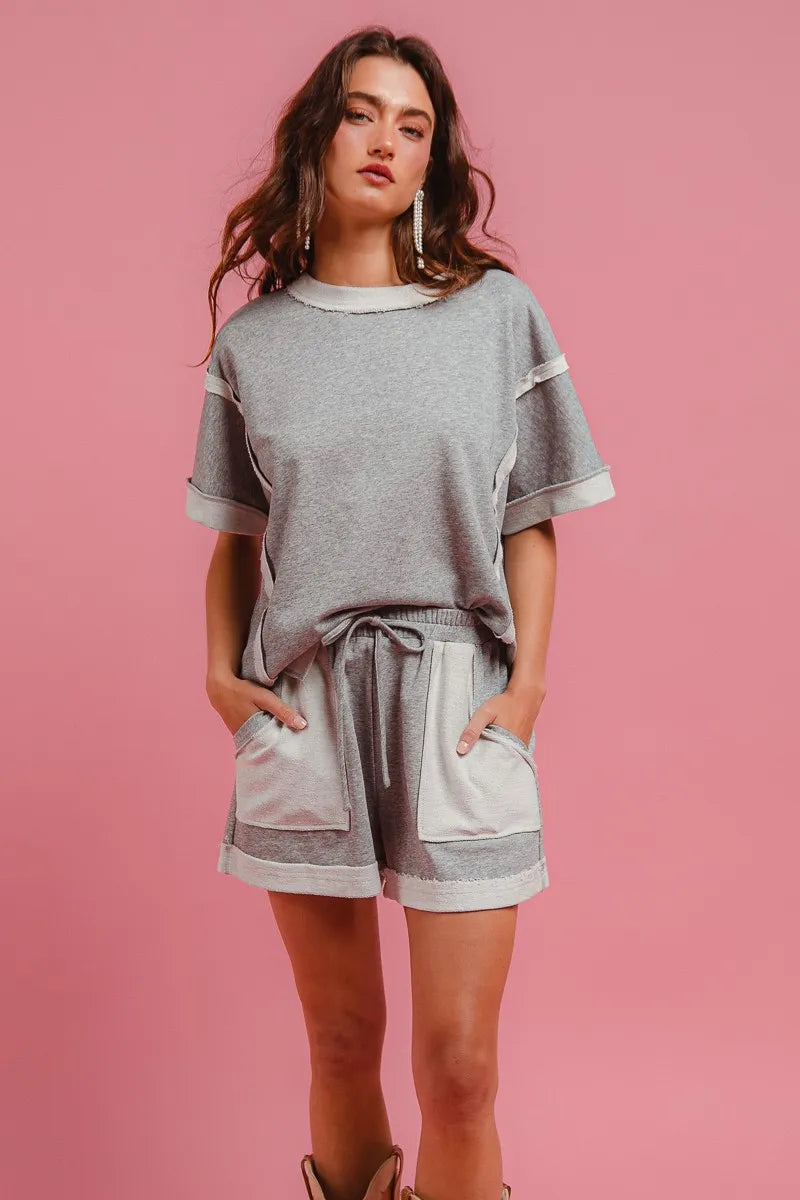 BiBi French Terry Knit Shorts with Side Pocket - Velora