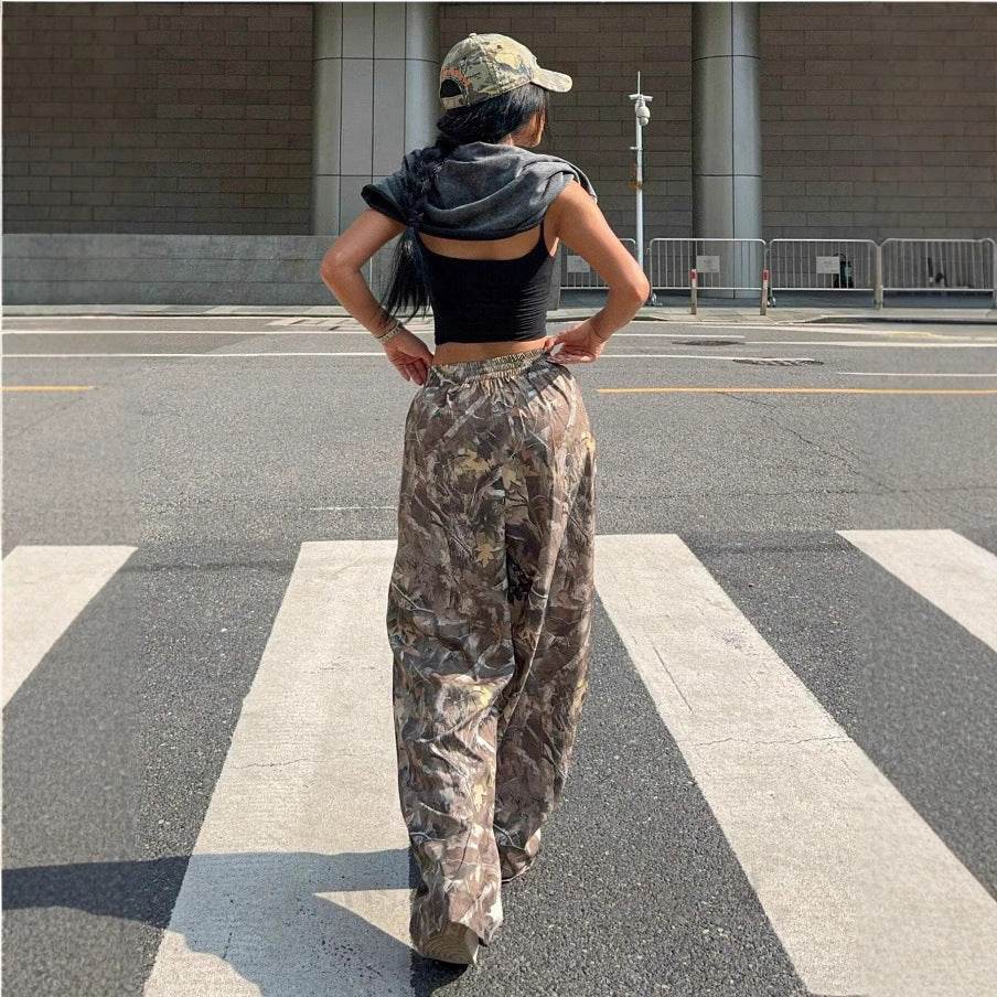 Slimming Casual Pants Hip Hop Retro Street Multi-pocket Camouflage Cargo Pants For Women Y2k Hip-hop Cargo Grunge Baggy Trousers - Velora
