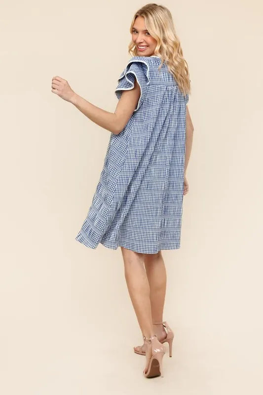 Haptics Double Ruffle Sleeve Dress with Side Pockets - Velora