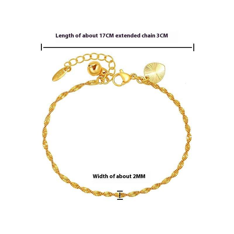 Simple Personality Pairs Water Wave Chain Bell Bracelet - Velora