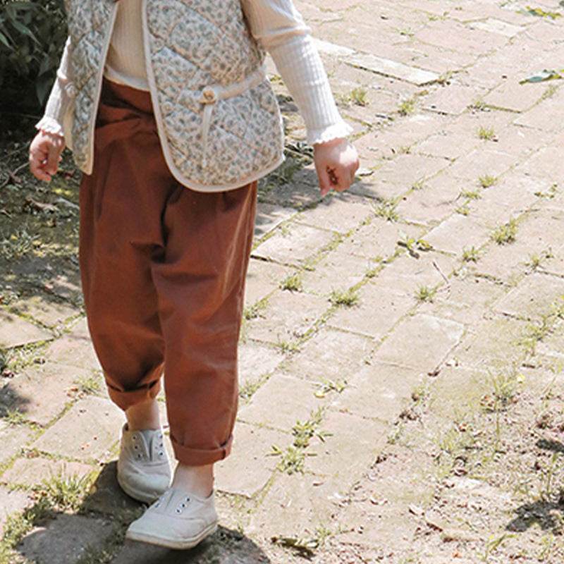 Children's Clothing Children Girls Flower Bud Waist Bow Slacks - Velora