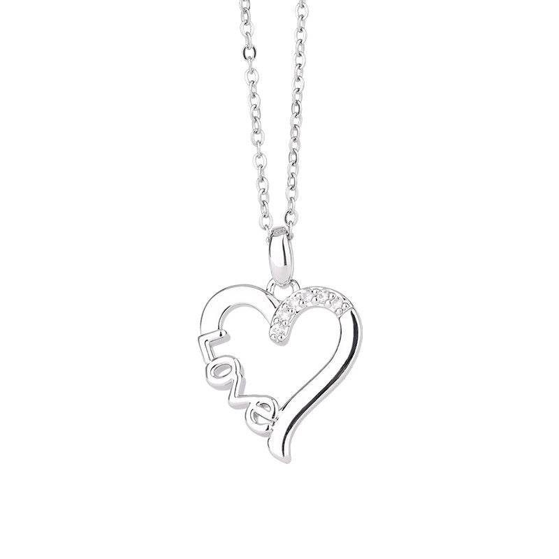 Creative Heart Design LOVE Titanium Steel Necklace LOVE Pendant For Women Wedding Anniversary Party Statement Neck Accessories Jewelry Gift - Velora