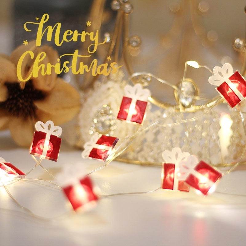 Christmas Gift Bell Christmas Tree Elk Maple Leaf Crutch Christmas Decoration Fastener Copper Wire Lamp Christmas Decoration For Home - Velora