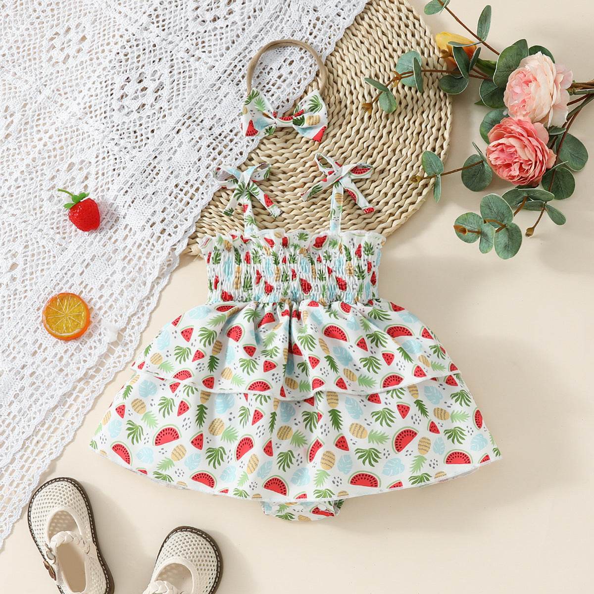 Summer Girls' Sling Baby Bodysuit Crawling Suit - Velora