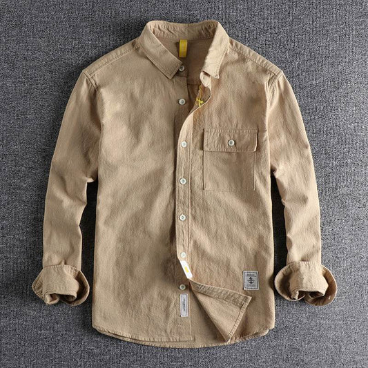 New Retro Washed Texture Long-sleeved Shirt For Men - Velora