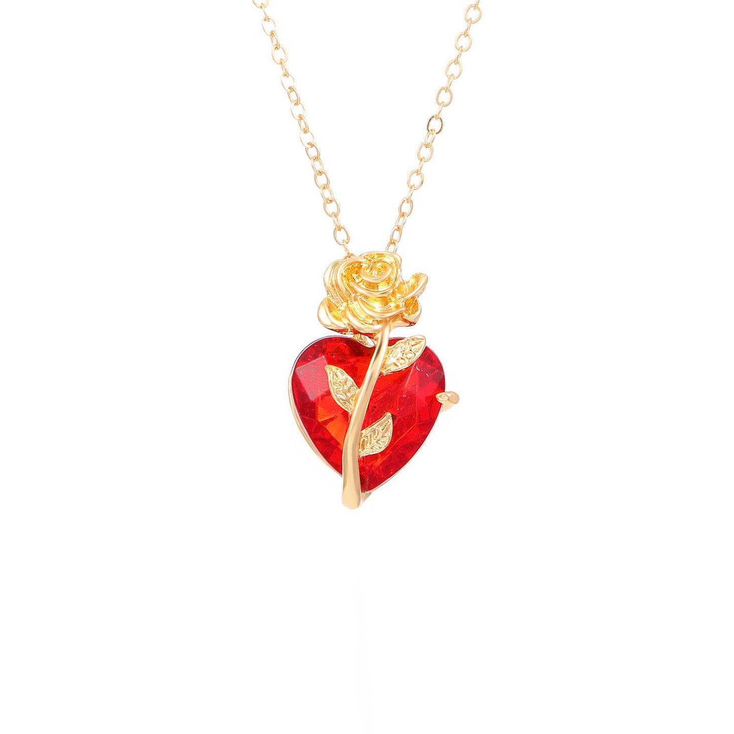 Punk Rose Love Necklace Fashion Personality Heart-shaped Clavicle Chain Pendant Necklace For Valentine's Day - Velora