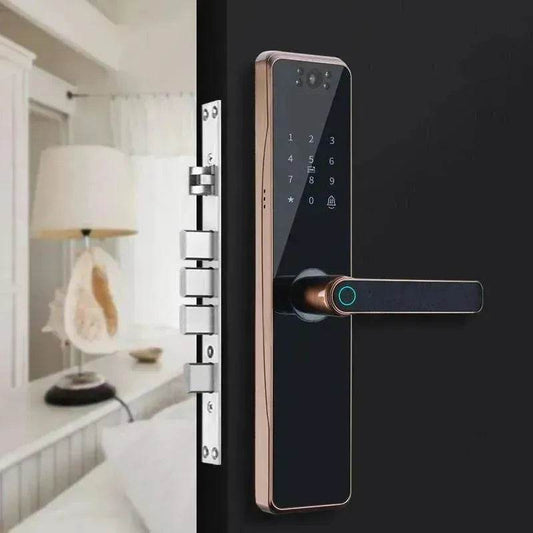 Electronic Door Lock With Surveillance Camera, Fingerprint Lock Graffiti Home Password Lock Mobile Phone Video Anti-theft - Velora