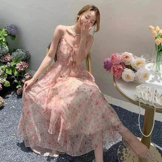 Elegant Floral Flare Sleeveless Long Maxi Dress Casual Outdoor Summer Dress for Women - Velora