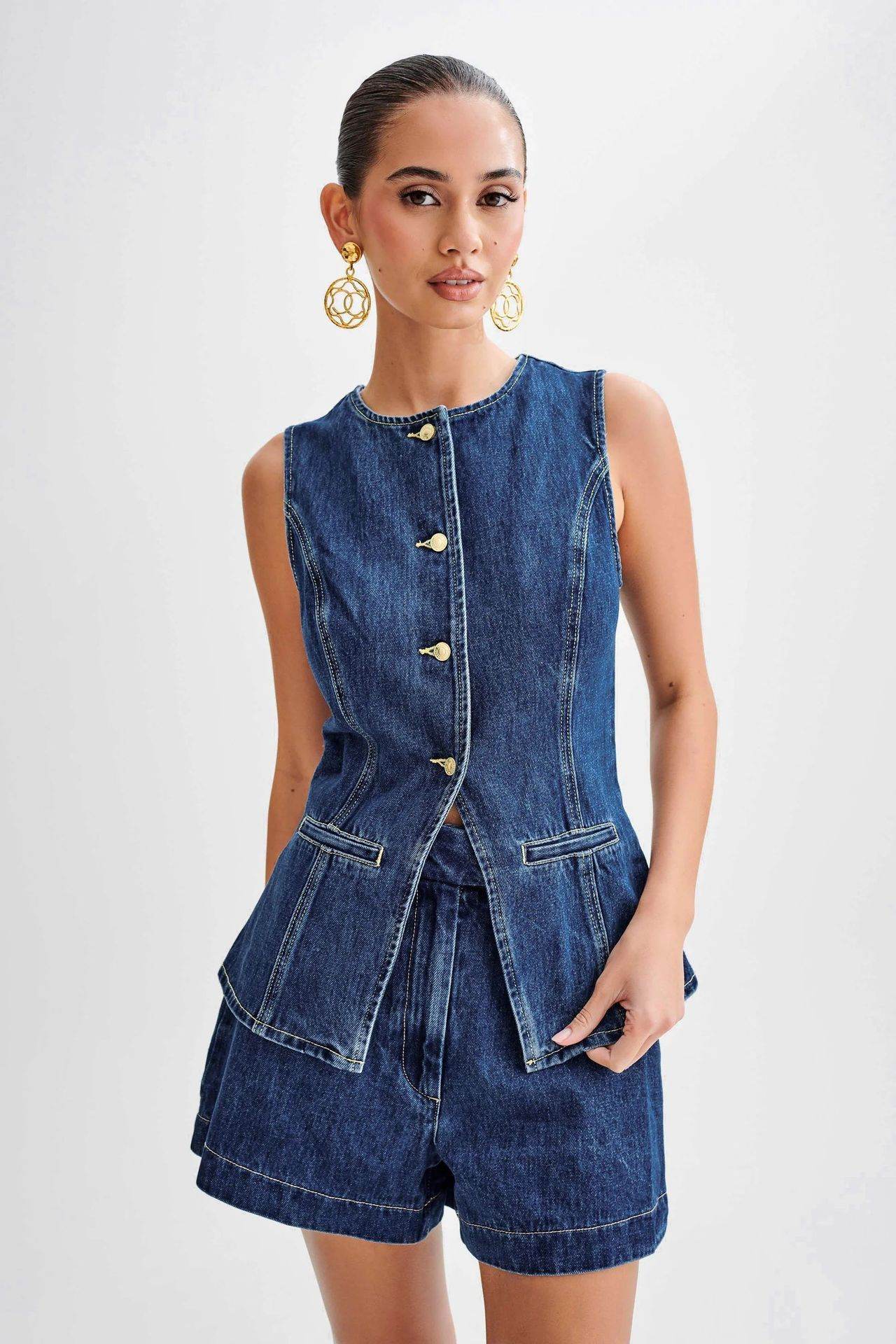 Denim Fashion Casual Sleeveless Women's Suit - Velora