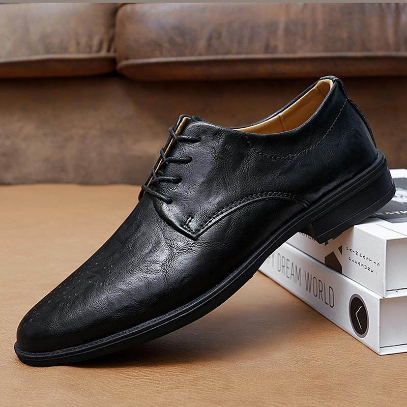 Men's Korean-style Trendy British-style Pointed Leather Shoes - Velora